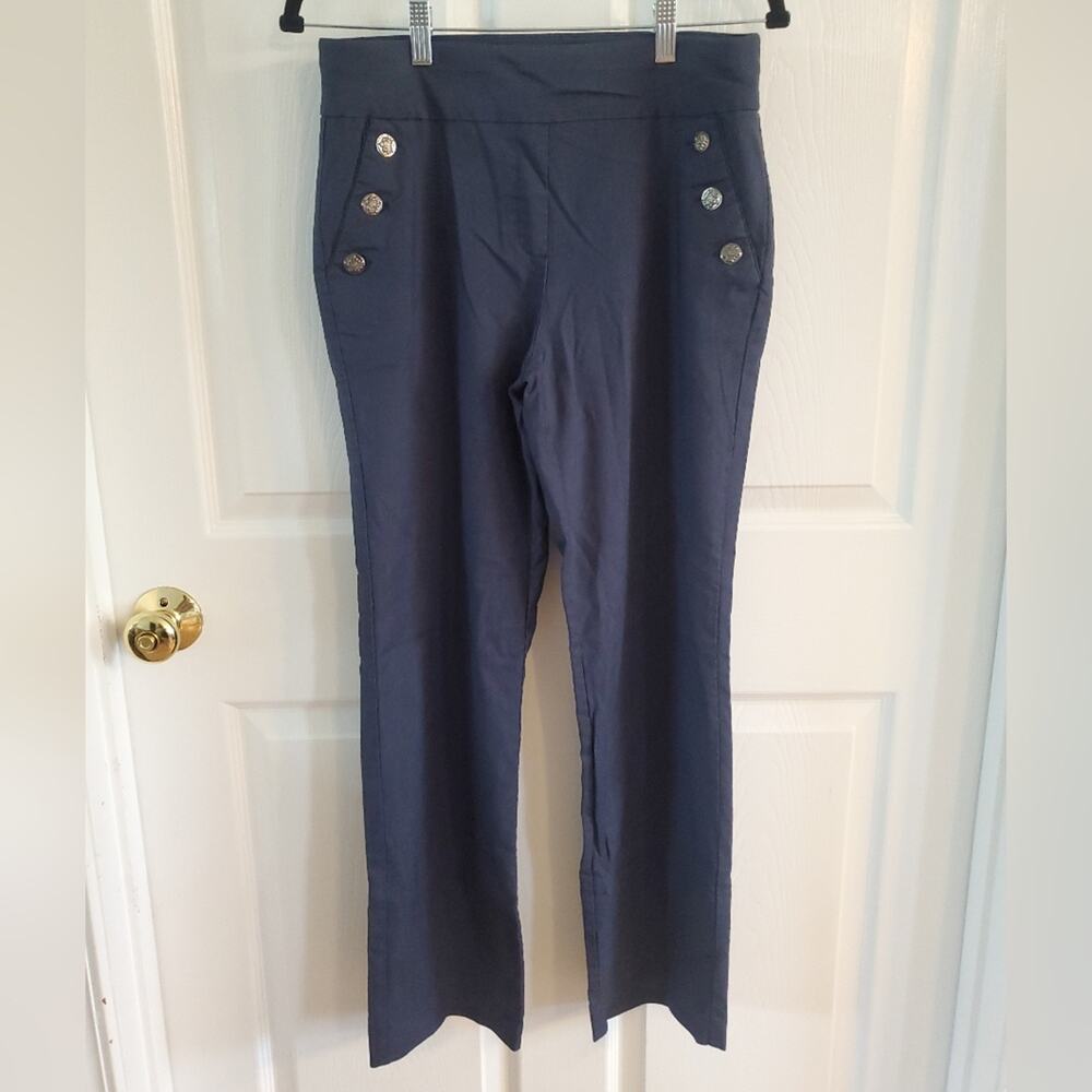 Roz & Ali Blue High-Waisted Dress Trousers. Size 10. #GW